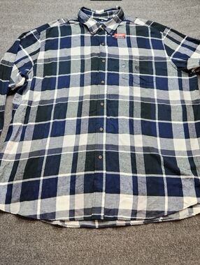 Chaps Performance Flannel Shirt 3XLT Blue Plaid Button Down Big Tall